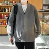 Nueva chaqueta cárdigan de punto de cuello en V grande para otoño e invierno, suéter de punto para hombre, estilo old money, holgado y casual, venta al por mayor de fábrica transfronteriza