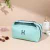 Bolsa de maquillaje simple y portátil, bolsa de lona, bolsa de almacenamiento impermeable y a prueba de polvo estilo europeo, bolsa de tocador de gran capacidad, bolsa para lonchera