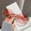 Gafas de Sol Transfronterizas Nuevas Europeas y Americanas Retro Ovaladas de Montura Pequeña Moda Metal Tendencia Gafas de Sol Versátiles Parasol Protector Solar Espejo