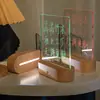 Base de Iluminação Luminous de Madeira Madeira Maciça Criativa Oval Suporte de Lâmpada de Acrílico Plug-in USB Madeira de Faia Luz Noturna
