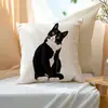 Funda de Cojín para Sofá Transfronteriza, Felpa Corta Amigable con la Piel, Linda Funda de Cojín de Animal Gato, Funda de Cojín para Sala de Estar, No Incluye Relleno