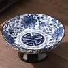 Prato de Frutas Cerâmico de Porcelana Azul e Branca Criativo para Cozinhar Chá em um Forno Estilo Retro Doméstico Chinês Prato de Bolo Prato de Pontos Prato de Frutas para Sobremesa com Nozes