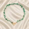 Jóias transfronteiriças europeias e americanas em forma grande colar de pérolas otbuckle feminino ins elegante simples esmeralda turquesa colar