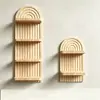 Suporte de Exibição de Incensário de Madeira Prateleira de Três Níveis Rack de Armazenamento em Camadas Decoração de Parede Suporte Boêmio Montagem na Parede