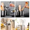 Soporte Grueso de Acero Inoxidable para Palillos de la Fábrica Original, Soporte con Drenaje de Agua para Cuchillos, Tenedores y Cucharas para Cocina Doméstica y Comercial