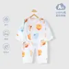 Mono de algodón puro con cordones y estampado para bebé, ropa de gateo de manga larga para bebé, mameluco súper lindo para recién nacido, ropa de casa para bebé