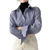 Nueva Camisa Rayada Azul Profesional de Otoño 2024 para Mujer de Manga Larga Ajustada Top de Commuter Camisa de Moda