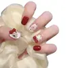 30 Piezas de Puntas Populares de Uñas Artísticas Domésticas, Colección Dulce y Linda de Nudo de Lazo Ojo de Gato Estilo Francés, Puntas de Uñas Portátiles al por Mayor