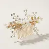 Peine para el Cabello de Flor de Aleación con Pedrería Transfronterizo, Peine para el Cabello de Novia de Alta Gama con Perlas Hecho a Mano, Accesorios de Boda para Estudio Fotográfico al por Mayor