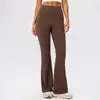 Pantalones de yoga cálidos con forro polar para mujer para otoño e invierno, de cintura alta, que realzan las caderas, ligeramente acampanados, adecuados para fitness al aire libre y correr, pantalones largos, 52325