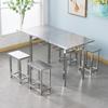 Mesa de comedor y silla de acero inoxidable para cantina, escuela, hospital, personal, fábrica, mesa rápida, 4, 6, 8, taburete colgante, mesa y silla combinadas