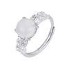 Anel de calcedônia natural de prata esterlina 925 para mulheres, macarrão de ovo, jade de gelo alto, ovo de pombo, estilo silencioso, novo anel de strass estilo chinês