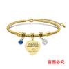 Pulseira Europeia e Americana Transfronteiriça Aço Inoxidável Pulseira Osso de Cobra Comemorativa Dia dos Professores Feriado Diamante Azul Presente Gravação Pulseira de Aço Titânio