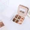 Joyero portátil con cremallera, espejo compacto, de viaje, exquisito y sencillo, para mujer, a la moda, para guardar anillos, pendientes y joyas.