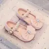 Zapatos Planos Nuevos de Primavera y Otoño con Lentejuelas, Perlas y Lazos, Zapatos Bajos de Piel, Suela Suave, Zapatos de Rendimiento, Zapatos de Princesa para Niños