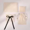 Bolsa de Algodón Tipo Sobre, Neceser de Viaje para Brochas de Maquillaje, Empaque para Joyería, Bolsa de Algodón con Cierre de Cordón