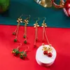 Brincos de Natal Transfronteiriços Europeus e Americanos Moda Simples Longo Laço Sino Franja Pingente Brincos de Festa de Natal
