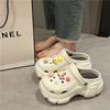 Sapatos de buraco ao ar livre chinelos verão feminino estilo coreano grosso altura inferior aumentando casa antiderrapante moda bonito sandálias de praia mulheres