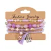 Pulseiras Bohemianas em Múltiplas Camadas, Quatro Pacotes, Pulseiras Coloridas com Pingente de Cristal e Franja, Joias de Moda Transfronteiriças Atacado