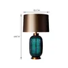 Luminária de Mesa Minimalista Estilo Americano em Vidro Verde de Luxo Leve para Sala de Estar, Quarto, Escritório de Villa, Luminária de Mesa Criativa de Designer da Moda