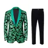 Traje de Terciopelo Jacquard para Hombre Transfronterizo con Lentejuelas Florales Grandes, Atuendo de Performance, Traje de Presentador de Show, Estilo Cuatro Estaciones