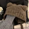 Bonito Sombrero de Oso para Mujer, Sombrero de Invierno Cálido con Protección para las Orejas, Sombrero de Lana Tejido para Otoño e Invierno, Circunferencia de Cabeza Grande, Moderno con Contenido de Lana