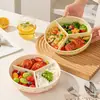 Prato de cozimento a vapor de cerâmica de alto valor estilo japonês com três compartimentos, novo prato dividido doméstico, prato de salada, prato para perda de peso, louça de cerâmica