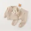 Ropa Sin Costuras Estilo Monje para Bebés Recién Nacidos Conjunto de Ropa Interior Gruesa Acolchada para Primavera y Otoño Nuevo Conjunto para Bebé Ropa Delgada de Algodón de Cintura Alta Protectora para la Barriga