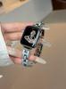 Adequado para Apple Watch iWatch 12ª Geração 11/10Ultra SE Hermes Pulseira de Metal com Incrustações de Resina
