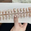 [30 Peças] Unhas Postiças Pré-Fabricadas Crystal Cat-Eye Estilo Curto e Longo, Unhas Postiças Descolorantes Gradiente Feitas à Mão