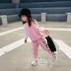 Traje de rayas de estilo coreano para niñas, conjunto de dos piezas de sudadera con letras de estilo occidental para primavera y otoño para niños