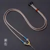 Novo Colar com Pingente de Buda de Jade Sintético Estilo Chinês com Corda Trançada Corrente para Clavícula Ajustável para Mulheres Acessórios de Casal
