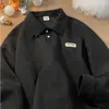 Suéter Retro Estilo Americano Cuello Polo para Hombre Otoño e Invierno Nuevo Holgado Oversize Sentido Avanzado Estilo Universitario Chaqueta con Solapa