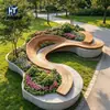 Banco de Terrazzo con Chapa de Madera Maciza Área de Modelo Inmobiliario Asientos Exteriores Patio Piscina Banco de Piedra de Ocio Producción en Masa