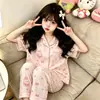 Pijama de Verão para Meninas, Comércio Exterior Infantil Algodão Nuvem Manga Curta Calça Longa Doce Desenho Animado Conjunto para Casa para Crianças Mais Velhas