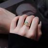 Anillo de Flor de Melocotón para Noche Color Dorado Nuevo Oro de Arena de Vietnam Falso Entrada Lujo Esmalte Flor Rosa Anillo Abierto para Dedo