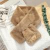 Cachecol de Pelúcia com Pérolas para Outono e Inverno Feminino Fofo Bordado Estéreo Cruzado Espessado Pelo Sintético Pelo de Coelho Rex Cachecol Versátil