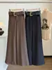 Pantalones de traje elegantes de cintura alta, elásticos, que no se pegan, ligeramente acampanados para mujer, nuevo estilo de otoño, con un corte casual largo, de pierna ancha, corte recto, fluido y estrecho
