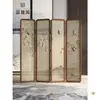 Biombo Plegable Divisorio Móvil para Sala de Estar, Estética Estilo Song, Hotel Estilo Chino, Divisorio para Dormitorio, Sala de Té, Biombo Plegable de Madera Maciza