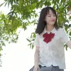 Jk Raíz de Pluma Gigante Corbata Corbata Color Sólido Estudiante Femenina Foto de Graduación Ropa Académica rojo vino Estilo Universitario Cuello Lazo