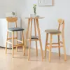 Mesa de Bar Doméstica Mesa Redonda Pequena Cadeira Simples para Varanda Café Banqueta Alta Combinação Pernas de Madeira Maciça Nórdico Loja de Chá com Leite