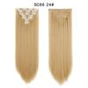 Extensión de cabello sin costuras de color degradado en stock, peluca de siete piezas, pieza de cabello directa, peluca larga y recta de color sólido de fibra química europea y americana