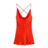 Ropa de Mujer 2026 Verano Nuevo Estilo Europeo y Americano Cuello Drapé Lunares Tirantes Textura de Satén de Seda Mini Vestido Sexy para Mujer