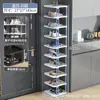 Zapatero Simple Entrada de Puerta Hogar Dormitorio Almacenamiento Multicapa Artefacto Ahorro de Espacio Pequeño Estrecho Mini Hueco Alquiler Zapatero