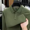 26 Novos Modelos de Outono 100% Algodão Mercerizado Camisas Polo de Manga Longa para Homens, Negócios Casuais para Meia-Idade Cor Sólida Versátil Gola Polo