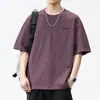 Nueva Camiseta de Manga Corta de Verano para Hombre, Peso Pesado, Corte Holgado, Cuello Redondo, Manga Media, Estilo Delgado, Diseño Simple, Top Bordado para Niños