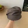 Sombrero de Monta de Ala Plana Marrón Gamuza para Mujer, Nuevo Sombrero Newsboy Estilo Británico Vintage Otoño e Invierno, Sombrero de Cabeza Grande para Otoño