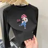 Camiseta stylish de doble cara con forro polar, cuello redondo, para niños mayores, cálida y suave, top casual de manga larga para niñas, adecuado para usar en capas