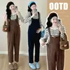 Pantalones de maternidad en stock Overoles de maternidad de terciopelo de algodón europeo engrosados Tallas grandes Ropa de maternidad Estilo Otoño e Invierno