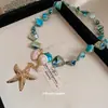 Colar Estrela do Mar Irregular Ilha da Concha Colar de Pérolas Acessórios para Clavícula Férias na Beira-Mar Moda